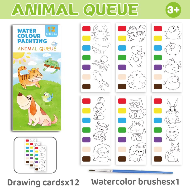 Hardback Watercolor Painting Book with Built-in Paint